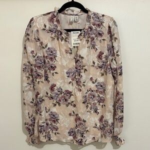 Joie Floral Blouse with Ruffle Detail